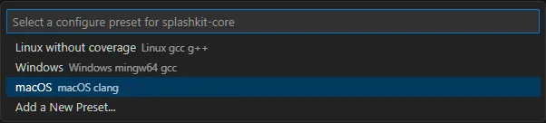 Select macOS preset